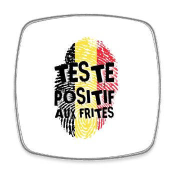 Testé positif aux frites - Magnet carré - blanc - Devant