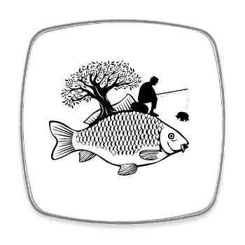 Angeln Fisch Karpfen Fischer Geschenk Vintage T-Shirt - Viereckiger Kühlschrankmagnet - Weiß - Vorne