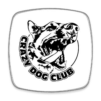 CRAZY DOG CLUB drôle de chien motif dog sport - Magnet carré - blanc - Devant