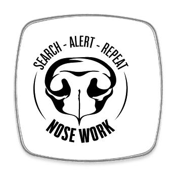 NEZ TRAVAIL Recherche Chien Nez Chiens de travail Chien - Magnet carré - blanc - Devant
