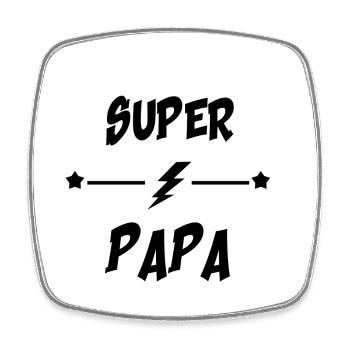 Super papa - Magnet carré - blanc - Devant