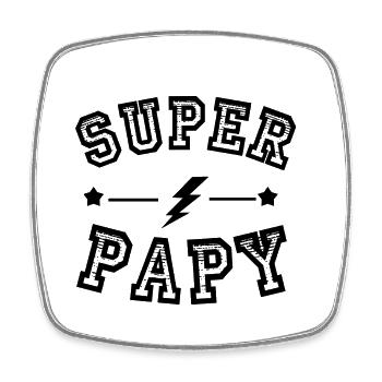 Super papy - Magnet carré - blanc - Devant