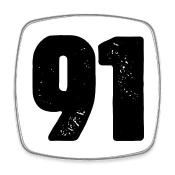 91 number jersey - Square fridge magnet - white - Front