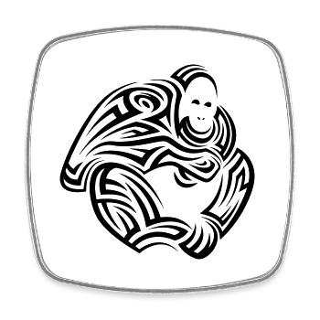 Orangutan Tribal Tattoo - Square fridge magnet - white - Front