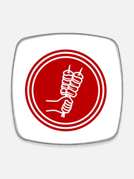 Spieß grill Icon - Viereckiger Kühlschrankmagnet - Weiß