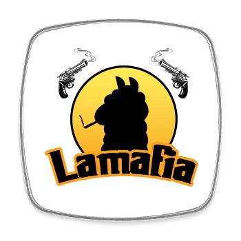 Lamafia (Lama-fia/La Mafia) - Magnet carré - blanc - Devant