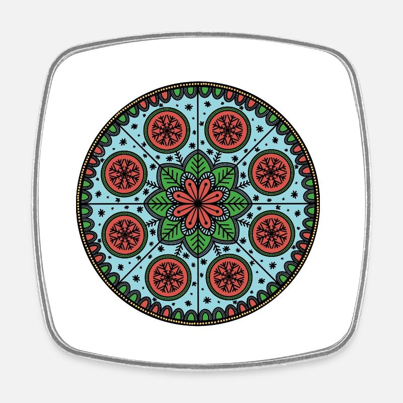 Christmas Mandala - Square fridge magnet - white