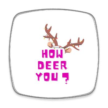 HowDeeryou? Tasse Pinke Rentier Tasse Weihnacht - Viereckiger Kühlschrankmagnet - Weiß - Vorne