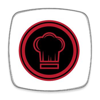 Chef chapeau de chef - Magnet carré - blanc - Devant