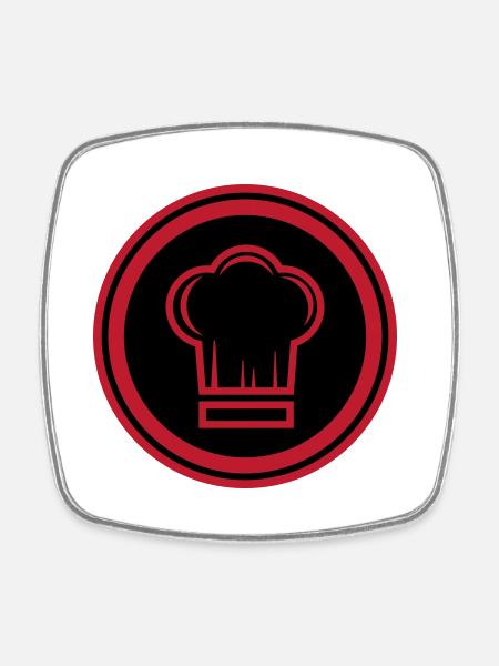 Chef chapeau de chef - Magnet carré - blanc