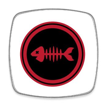 Os d’os symbole de poisson - Magnet carré - blanc - Devant