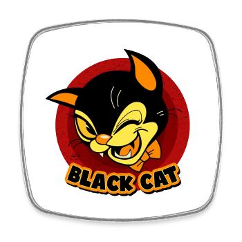 Smart Black Cat - Square fridge magnet - white - Front