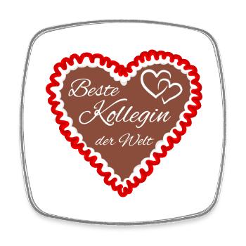 Kollegin beste der Welt Lebkuchenherz - Viereckiger Kühlschrankmagnet - Weiß - Vorne