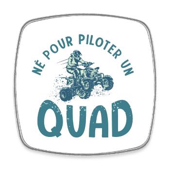 Quad né pour quad atv quad quad - Magnet carré - blanc - Devant