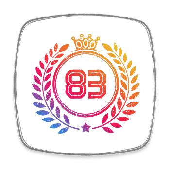 83 Number wreath - Square fridge magnet - white - Front