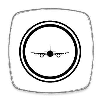 Symbole de l’avion - Magnet carré - blanc - Devant