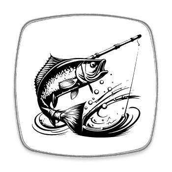 Fischen Fisch Angeln Symbol - Viereckiger Kühlschrankmagnet - Weiß - Vorne