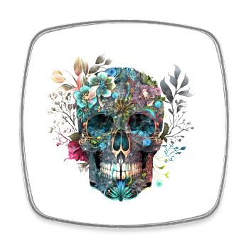 Mexican skull, flowers, skull, skull - Square fridge magnet - white - Front