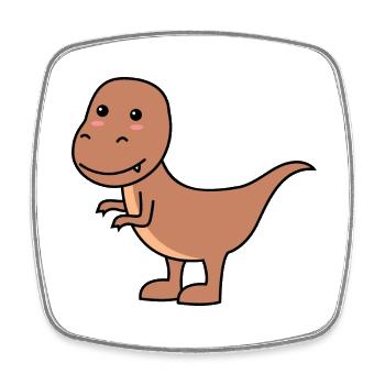 Dinosaure T-Rex Comic - Magnet carré - blanc - Devant