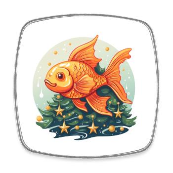 Sapin de Noël avec poisson rouge - Magnet carré - blanc - Devant