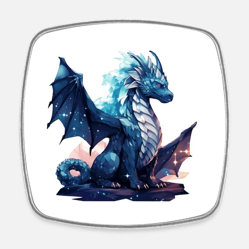 Drache - Viereckiger Kühlschrankmagnet - Weiß