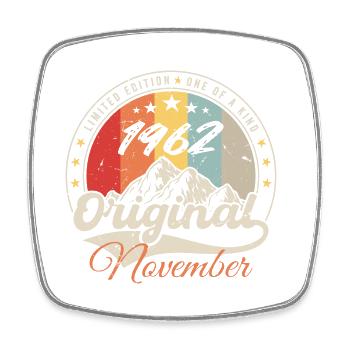 Cadeau D'anniversaire, Vintage Né En Novembre 1962 - Magnet carré - blanc - Devant