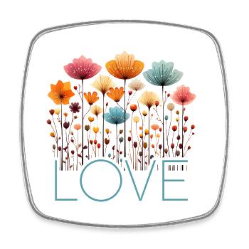 Blumen Schrift Love Valentinstag Geburtstag Mohn - Viereckiger Kühlschrankmagnet - Weiß - Vorne