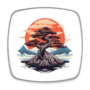 Bonsai Baum Bonsaischale Japanischer Baum - Viereckiger Kühlschrankmagnet - Weiß - Vorne