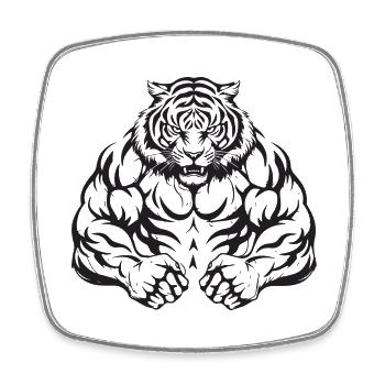 Tiger Musculation Muscles Workout Gym - Magnet carré - blanc - Devant
