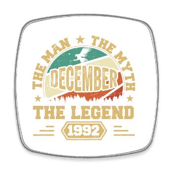 December 1992 Birthday December 1992 Gift - Square fridge magnet - white - Front