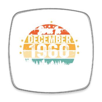 Original décembre 1960 ' s Vintage anniversaire des années 1960 - Magnet carré - blanc - Devant