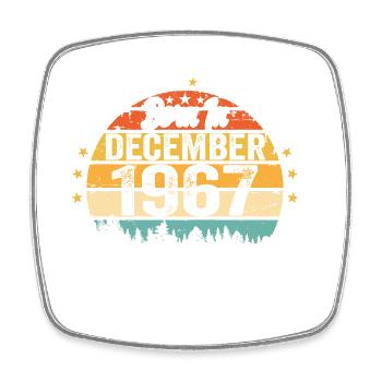 Original December 1967 Vintage Birthday 1967 - Square fridge magnet - white - Front