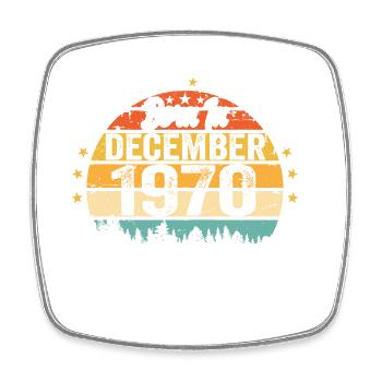 Original décembre 1970 ' s Vintage anniversaire des années 1970 - Magnet carré - blanc - Devant