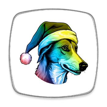 Greyhound Hund Kopf Weihnachten Portät Bunt - Viereckiger Kühlschrankmagnet - Weiß - Vorne
