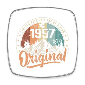 Original 1957 Retro Geburtstagsgeschenk Geboren 1957 - Viereckiger Kühlschrankmagnet - Weiß - Vorne