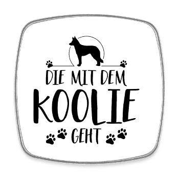 Die mit Koolie geht Hunde Hund Wilsigns - Viereckiger Kühlschrankmagnet - Weiß - Vorne