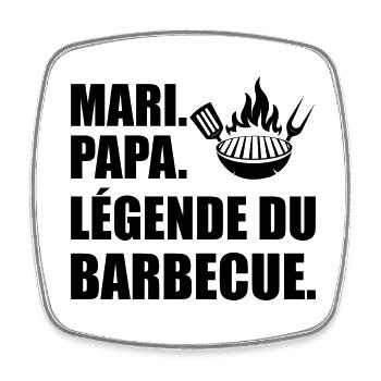 Mari Papa Légende du Barbecue Cadeau Fête des Père - Magnet carré - blanc - Devant