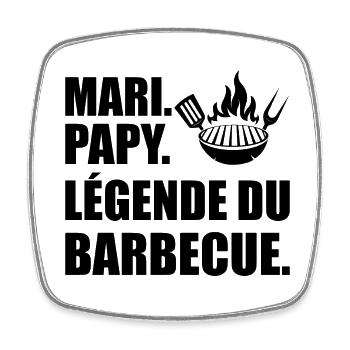 Mari Papy Légende du Barbecue Cadeau Grand Père - Magnet carré - blanc - Devant