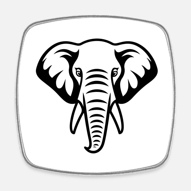 Tête d’éléphant - Magnet carré - blanc