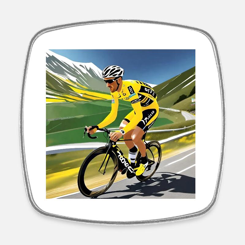 Retro Cyclist - Square fridge magnet - white