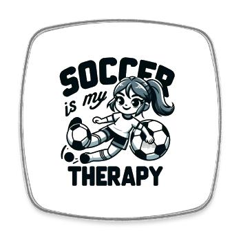Soccer Is My Therapy - Soccer Girl Passion - Square fridge magnet - white - Front