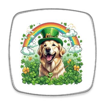 Green Hat and Clover I St. Patrick's Day Golden - Square fridge magnet - white - Front