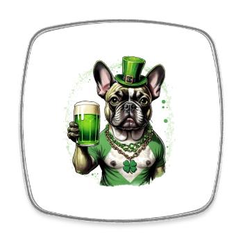 St. Patrick's Day French Bulldog I St. Paddy's - Square fridge magnet - white - Front