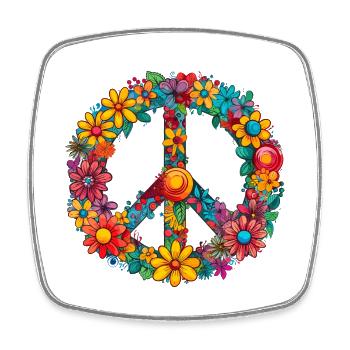 Peace Sign Floral Hippie Flower Festival für - Viereckiger Kühlschrankmagnet - Weiß - Vorne