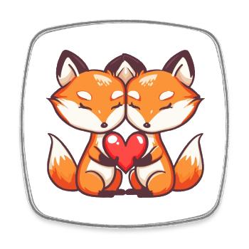 Fuchs Paar Liebe Couple Verliebt - Viereckiger Kühlschrankmagnet - Weiß - Vorne