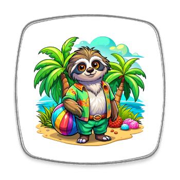 Paresseux mignon des vacances - Magnet carré - blanc - Devant