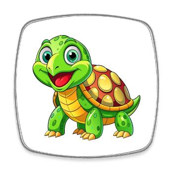 Méga Tortue Mignonne - Magnet carré - blanc - Devant
