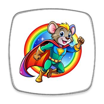 Superhelden Maus - Viereckiger Kühlschrankmagnet - Weiß - Vorne