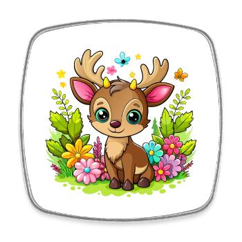 Mignon bébé orignal - Magnet carré - blanc - Devant