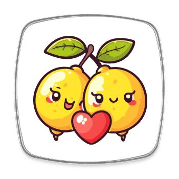 Lemon Couple Love Heart Funny - Square fridge magnet - white - Front
